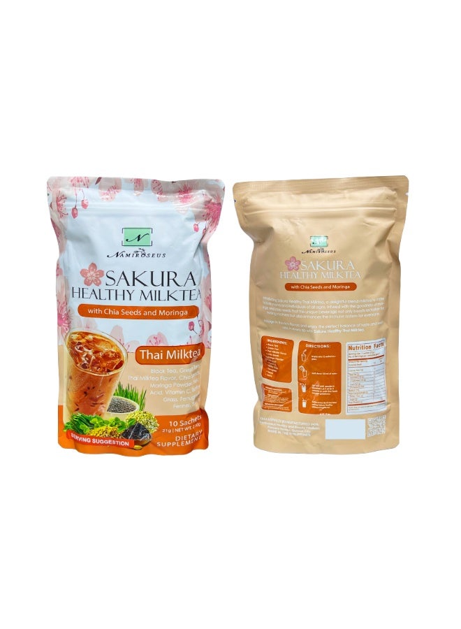 ناميروزيزس شاي حليب ناميروسيوس ساكورا الصحي مع بذور الشيا والمورينجا، 10 أكياسفي21جرام /210جرام - Image 2